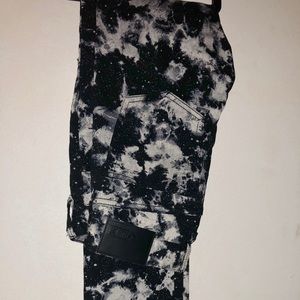 RUDE black and white galaxy skinny jeans